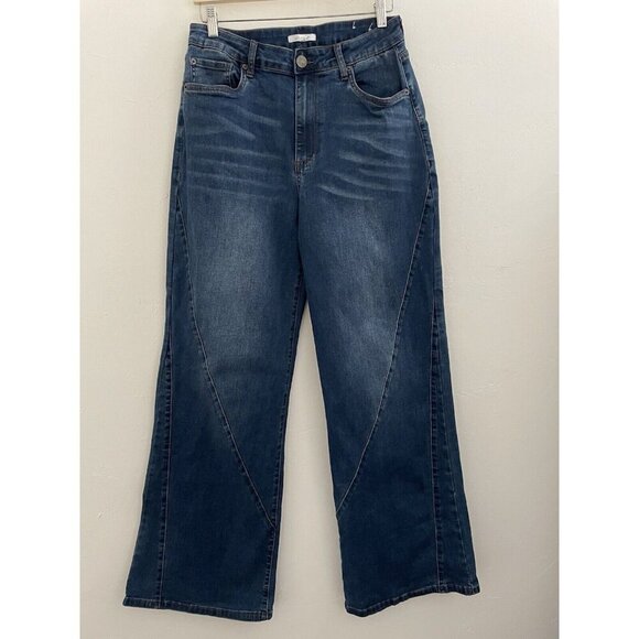 STS Blue Jeans Womens 31-33L Sabrina Ultra High Rise Wide Leg Dark Wash Stretch - Picture 1 of 10